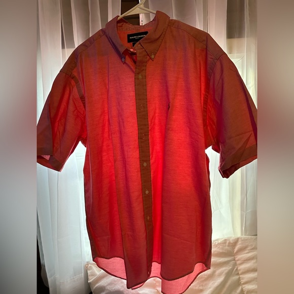Ralph Lauren XL short sleeve salmon colored shirt. 100% cotton.  Tilden. - Picture 3 of 7